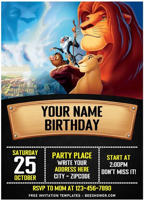 Free Editable Pdf Inspiring Lion King 2 Movie Themed Birthday