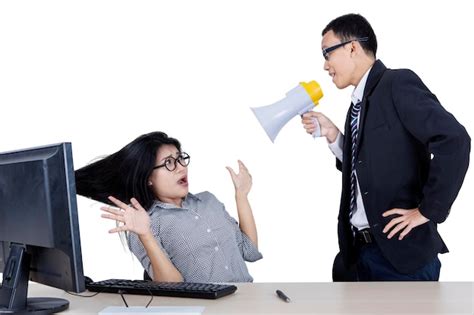 Premium Photo Male Manager Shouting At His Scared Employee