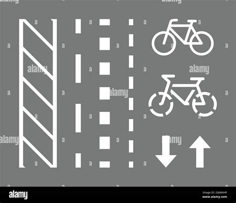 Bicycle Route Sign Road Markings And Arrows Pointing Direction Vector