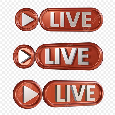 Rendered 3d Vector Set 3d Render Live Emblem Red Broadcast Live