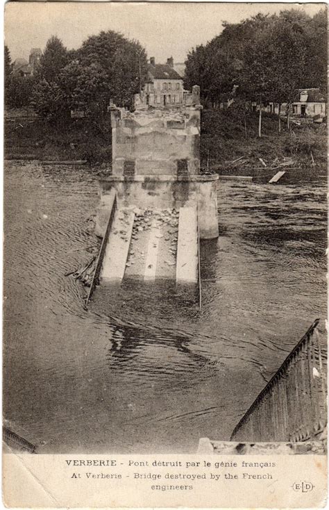 Verberie Pont détruit par le génie français Carte postale ancienne