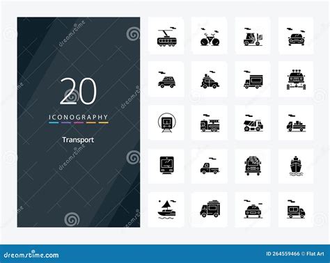 20 Transport Solid Glyph Icon For Presentation Stock Vector