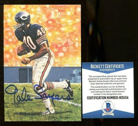 Gale Sayers Signed Goal Line Art Card Glac Autographed Bears