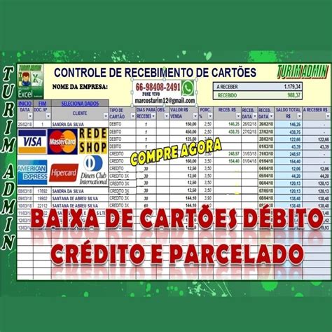 Planilha De Controle De Recebimento De Cart Es D Bito Cr Dito