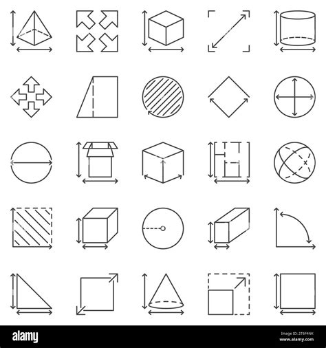 Dimension And Size Outline Icons Set Perimeter And Measuring Concept