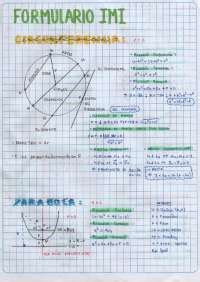 Formulario IMI Circunferencia parábola y elipse Apuntes de