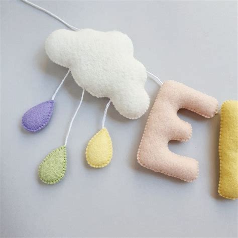 Felt Cloud Name Banner Baby Name Garland Nursery Decor Etsy