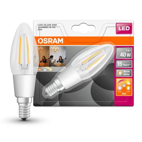 Osram LED Filament Kerze 4 5W 40W E14 klar 470lm FS warmweiß Glowdi