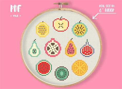 Kitchen Fruits Cross Stitch Pattern Easy Small Embroidery Etsy