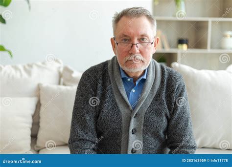 Confident Stylish Middle Aged Senior Man At Home Older Mature 70s Man Smiling Stock Image