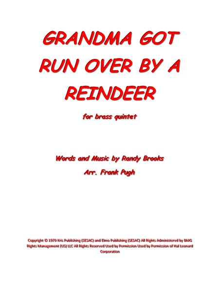 Grandma Got Run Over By A Reindeer Arr Frank Pugh Sheet Music