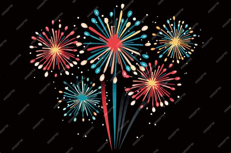 Premium Vector | Vector cartoon fireworks in dark background