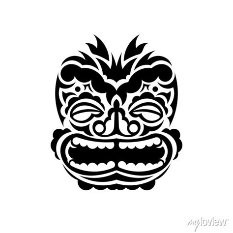 Maori Pattern Face Samoan Style Mask Polynesian Style Tattoo Posters