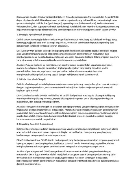 berdasarkan analisis teori organisasi mintzberg