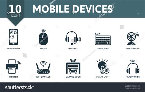 Mobile Devices Icon Set Contains Editable Stock Vector Royalty Free