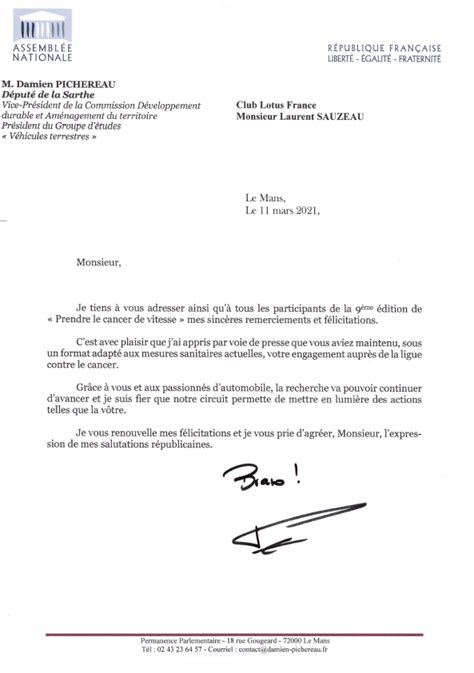 Lettre De Remerciement