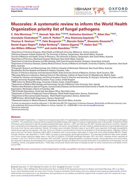 PDF Mucorales A Systematic Review To Inform The World Health