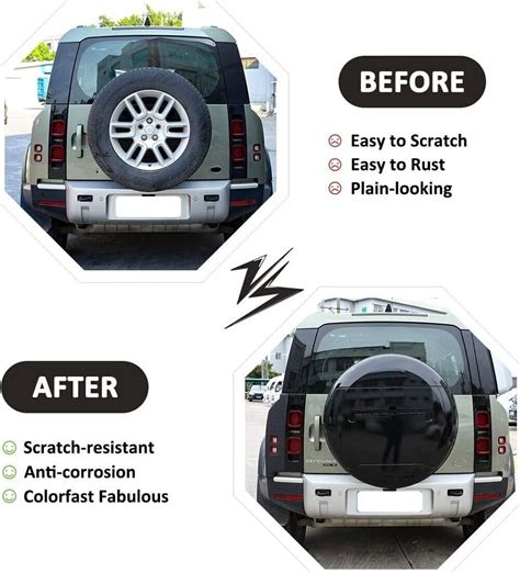 Santorini Black Rear Spare Tire Tyre Cover Fits For LR Defender 130