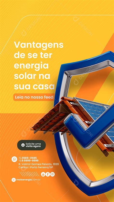 Story Vantagens De Se Ter Energia Solar Social Media Psd Editável