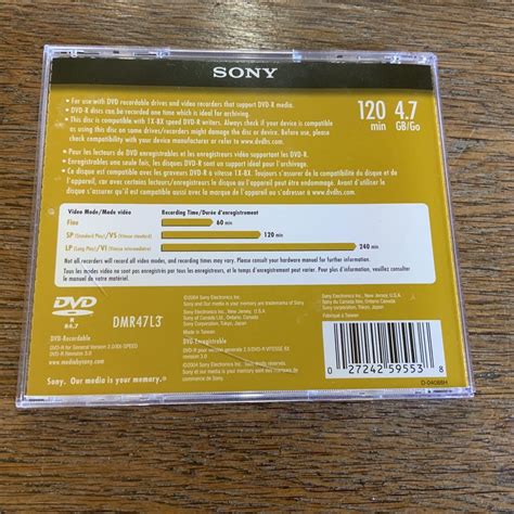 Sony DVD R Recordable DVD Single Disc 120 Min 4 7GB Jewel Case EBay