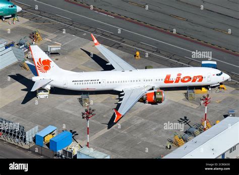 Lion Air Boeing Max Parked At Renton Airport At Boeing Facility