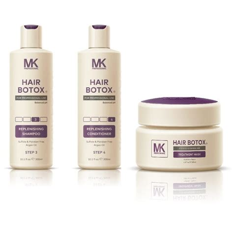 Mk Professional Botox Hair Treatment Combo Replenishing Shampoo Conditioner 300ml Each And Mask