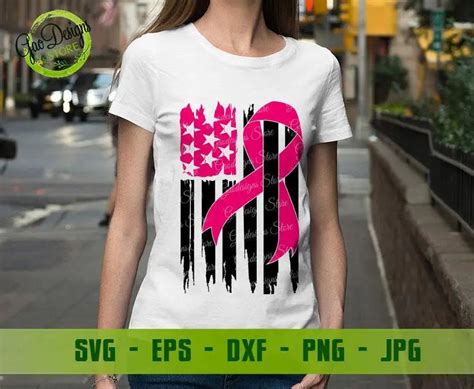 Pink Ribbon Usa Flag Svg Breast Cancer Svg Grunge Flag Svg Breast