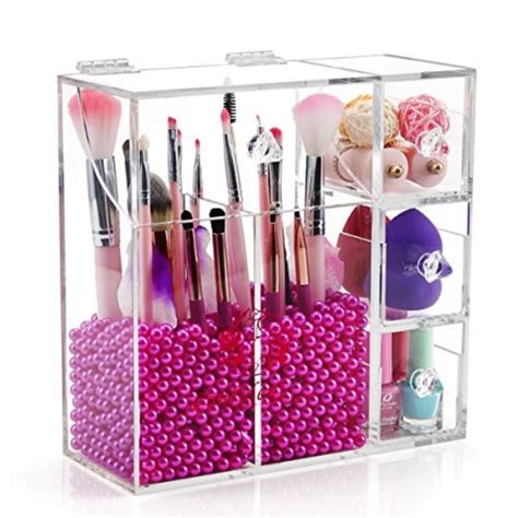 Makeup Brush Holder With Lid Large Cosmetic Brush Organizer With