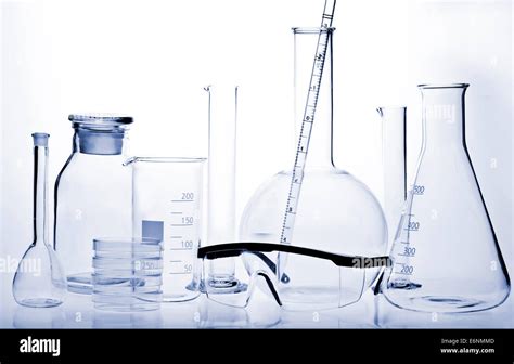 Test Tubes With Reflections On A White And Blue Background Laboratory