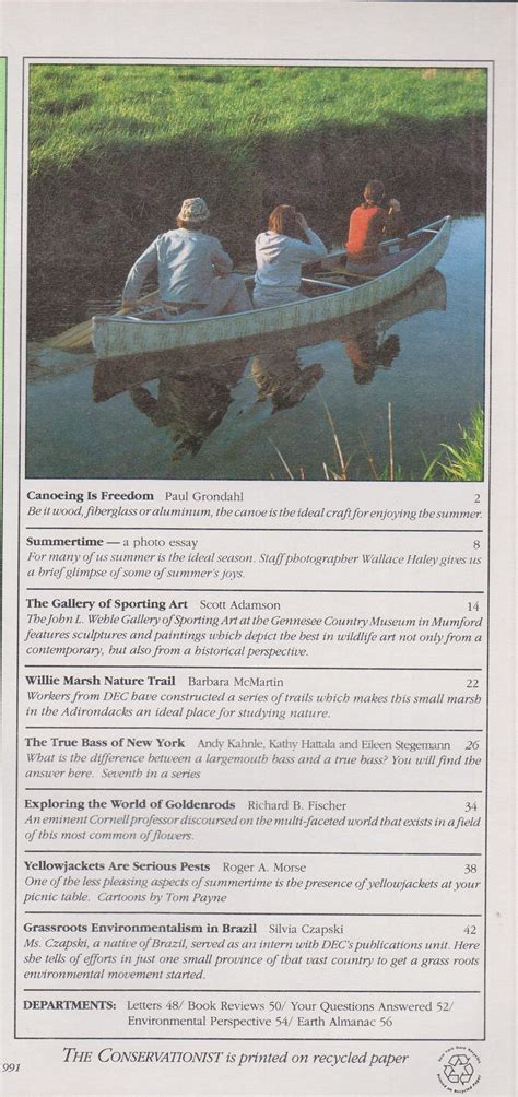 The Conservationist July August 1991 Bullfrog; Canoeing; The Adironacks