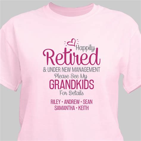 Personalized Happily Retired T Shirt With Grandkids Names