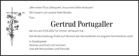 Traueranzeigen Von Gertrud Portugaller Trauer Kleinezeitung At