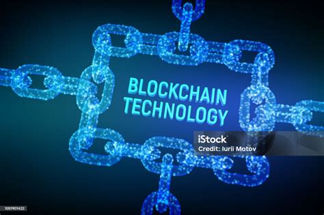 Block Chain Crypto Currency Blockchain Concept 3d Wireframe Chain With Digital Blocks Editable