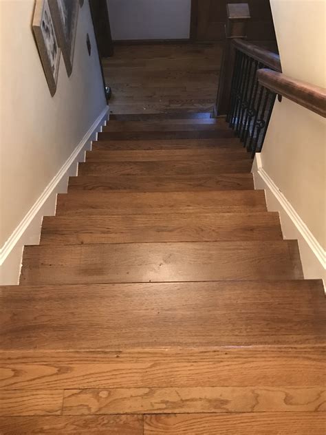 Custom Built Hickory Newel Post Railing And Stair Treads Installed And