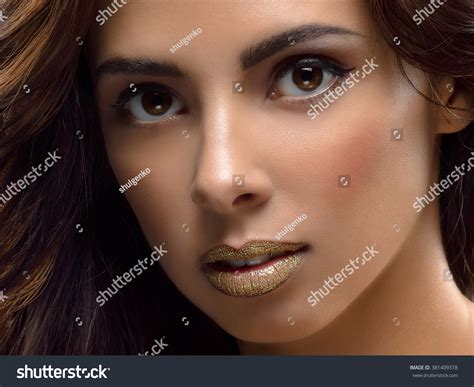 Luxury Portrait Very Beautiful Brunette Girl Stock Photo 381409378