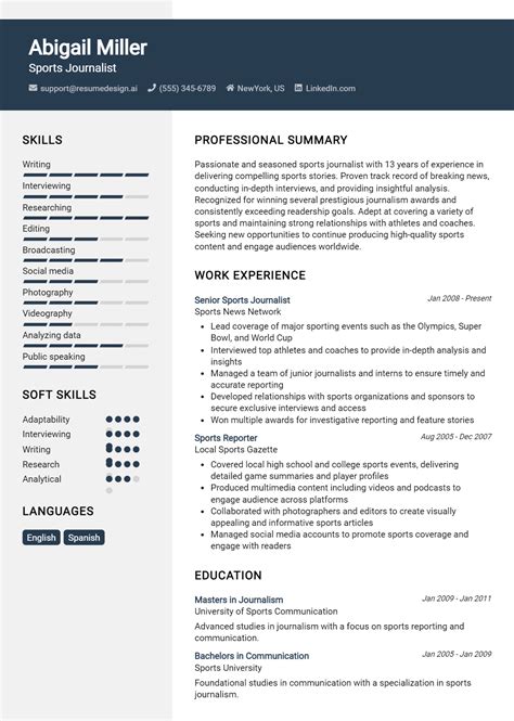 17 Sports Journalist Resume Examples And Templates for 2024 ...