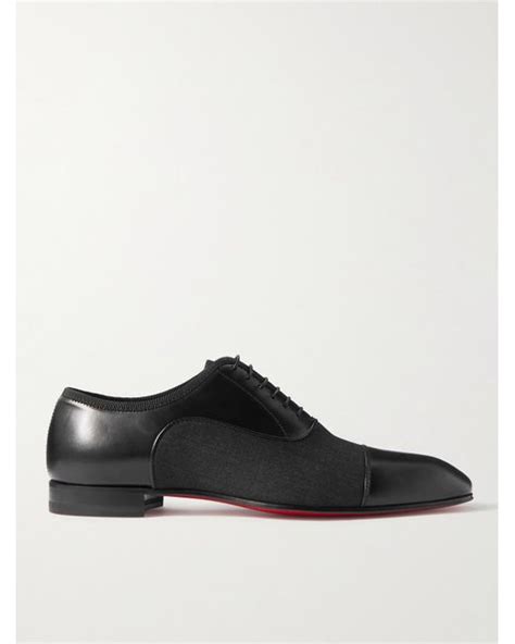 Christian Louboutin Greggo Leather And Canvas Oxford Shoes In Black For