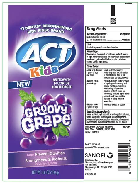 Act Kids Anticavity Fluoride Groovy Grape Details From The Fda Via