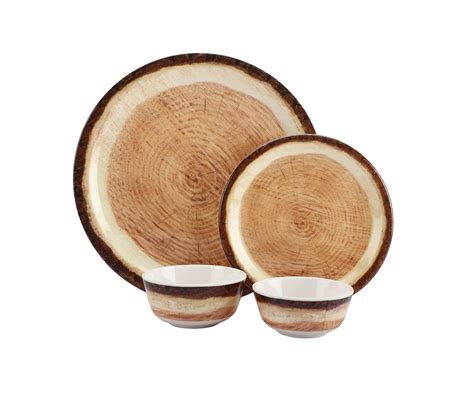 Buy Wood Bark Servewell Round 24 Piece Melamine Dinner Set At 24 OFF