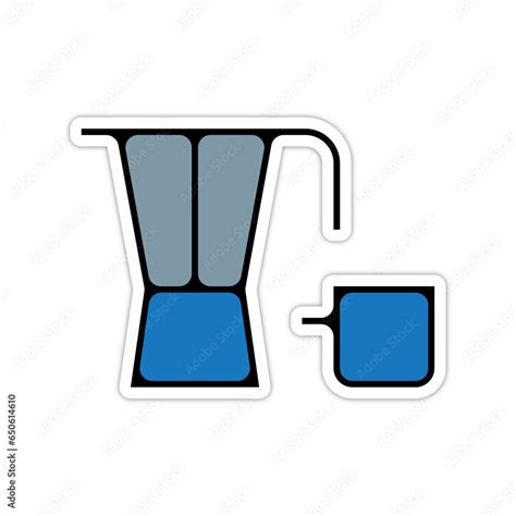 Picto Logo Icones Et Symbole Cafe Cafetiere Et Tasse Cafeteria Fin Bleu