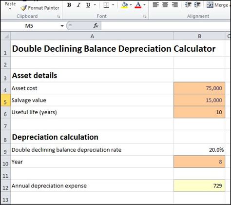 Double Declining Balance Depreciation Calculator | Double Entry Bookkeeping