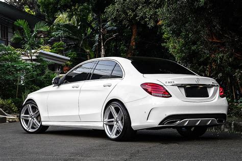 Mercedes Benz C Class C250 W205 White With Vossen Vfs 5 Aftermarket Wheels Wheel Front