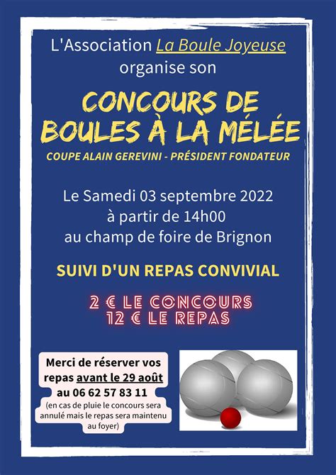 Affiche Concours De Boules A La Melee H Champ De Foire