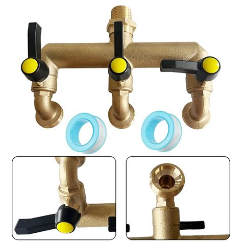 3 Way Brass Garden Tap Splitter Ball Valve Faucet With Npt Inlet And Ght Outlet