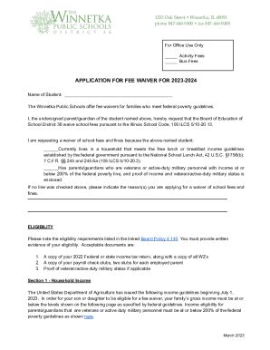 Fillable Online Fee Waiver Application For Activity Bus Fax Email