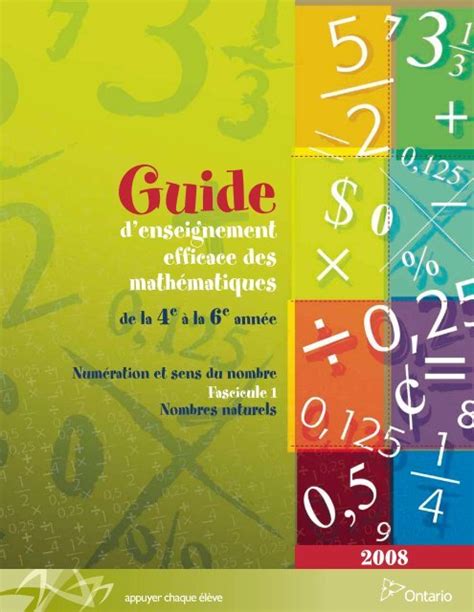 guide d enseignement efficace des mathématiques de la maternelle à la