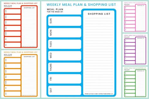 Printable Weekly Meal Planners And Shopping Lists Lilyvolt