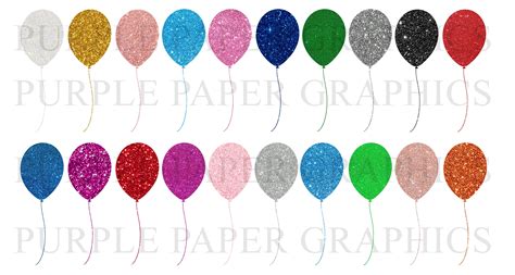 Glitter Balloons Clipart Glitter Balloon Png Digital Etsy