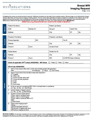 Fillable Online Sh Lsuhsc Breast Mri Imaging Request Lsu Health