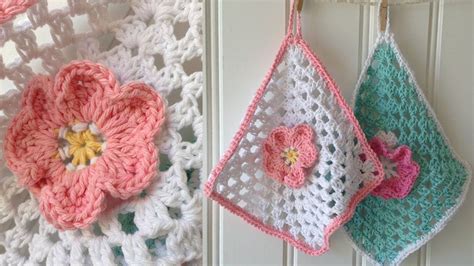 Spring Flowers Dishcloth Free Crochet Pattern With Home Cotton Yarn